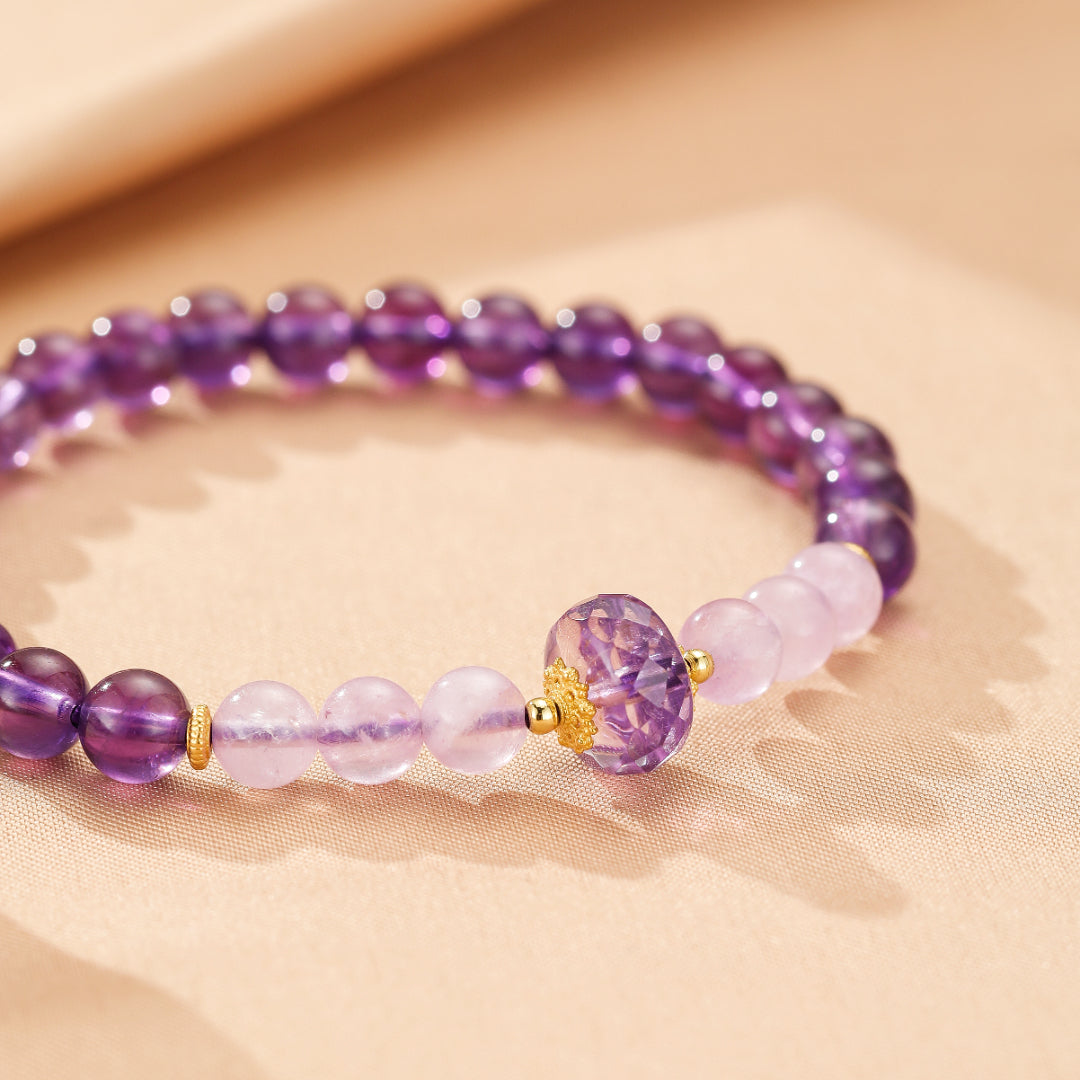 Bracelet Améthyste – Harmonie Éclatante, Argent Plaqué Or