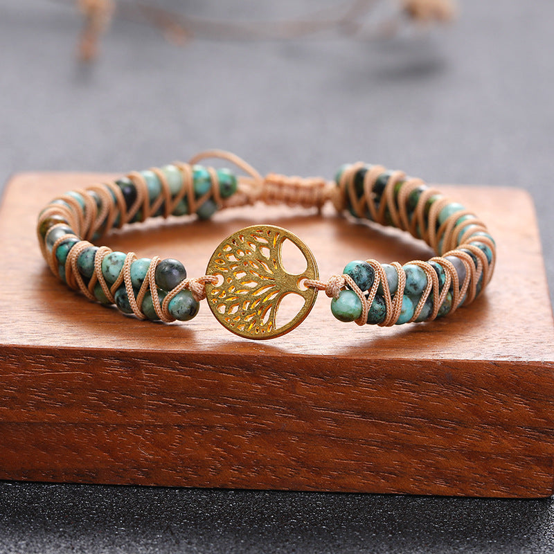 Bracelet Arbre de Vie 'Bonheur' en Jaspe Africain