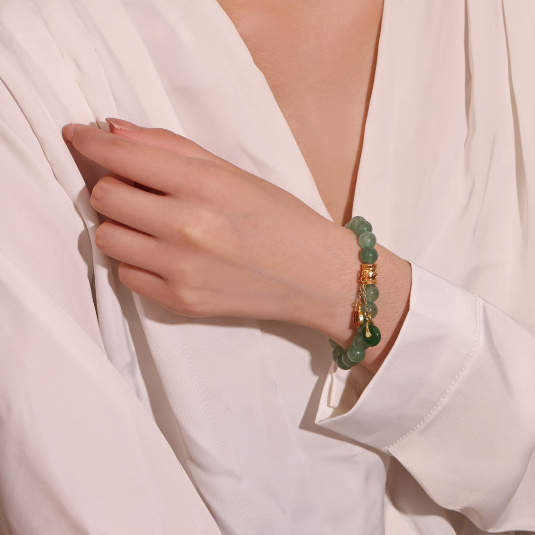 Bracelet Aventurine – Éclat de Paix, Plaqué Or