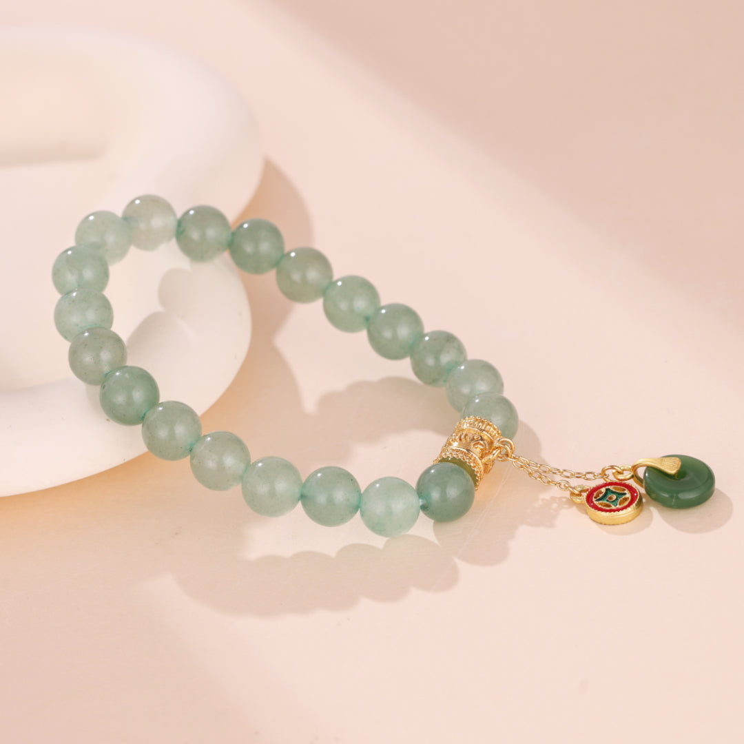 Bracelet Aventurine – Éclat de Paix, Plaqué Or
