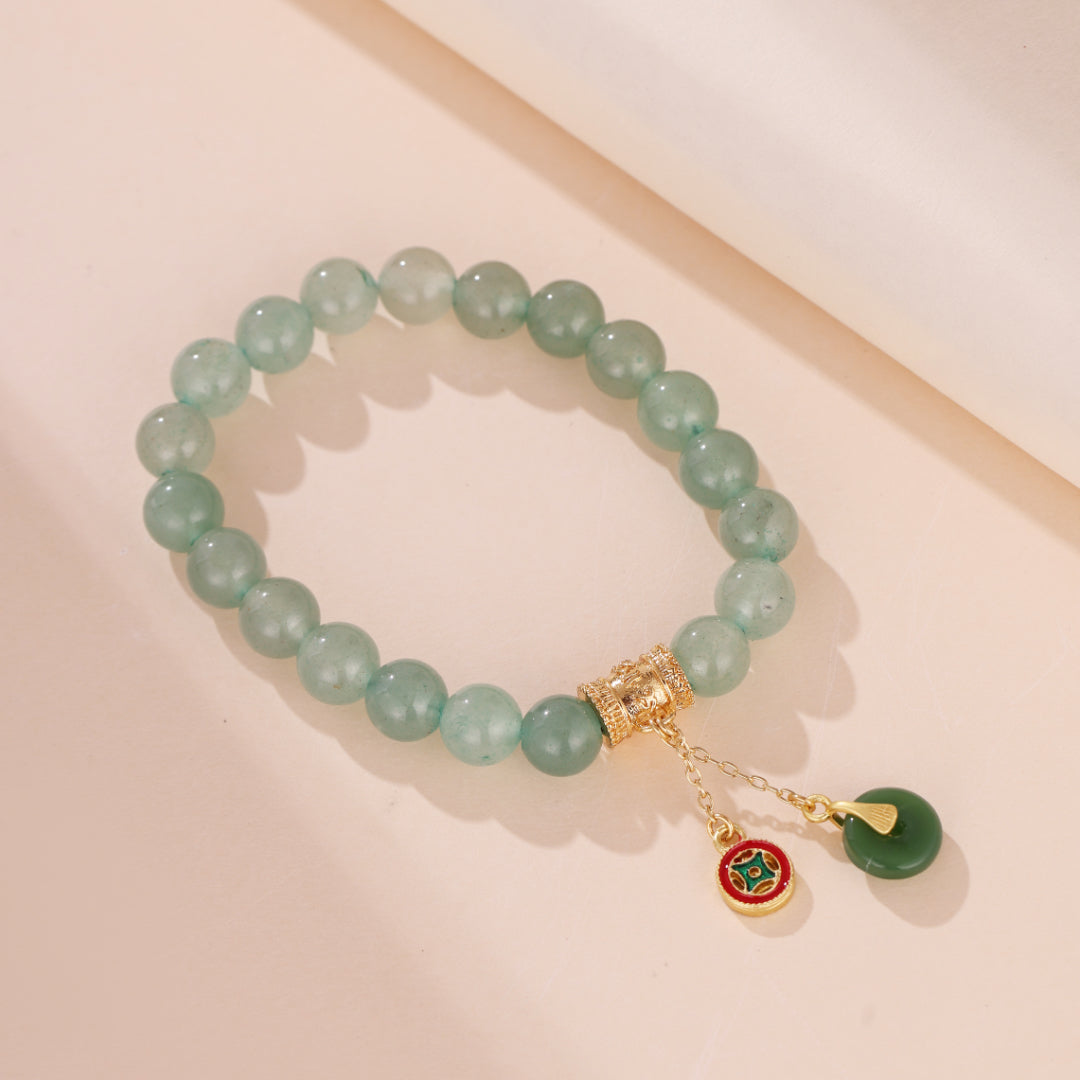 Bracelet Aventurine – Éclat de Paix, Plaqué Or