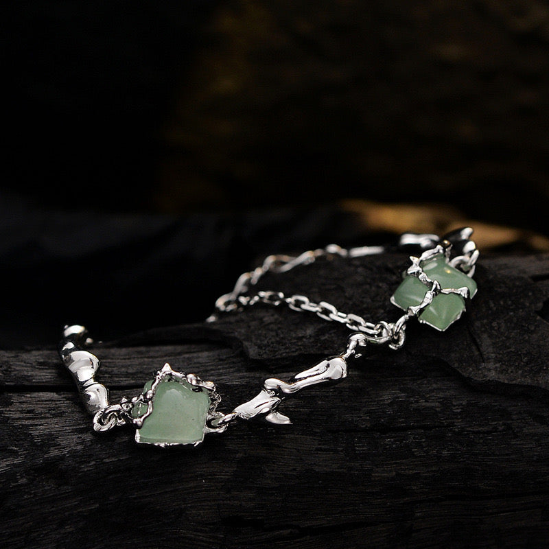 Bracelet Aventurine – Fleur de Sérénité, Argent