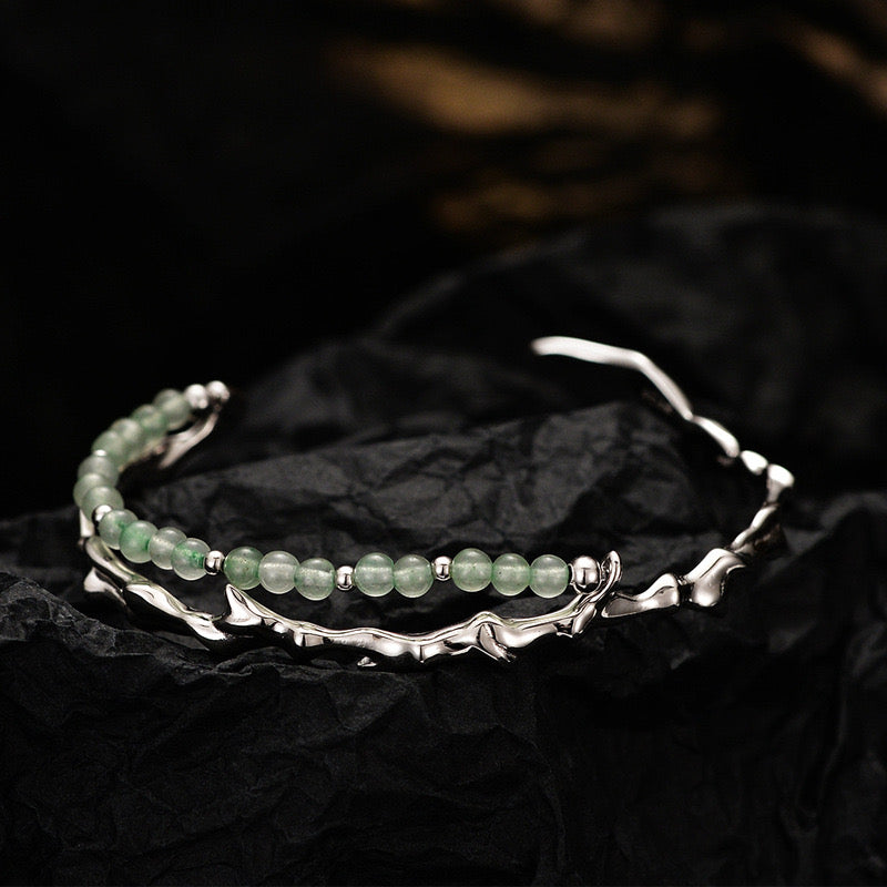 Bracelet Aventurine – Force du Bambou, Argent