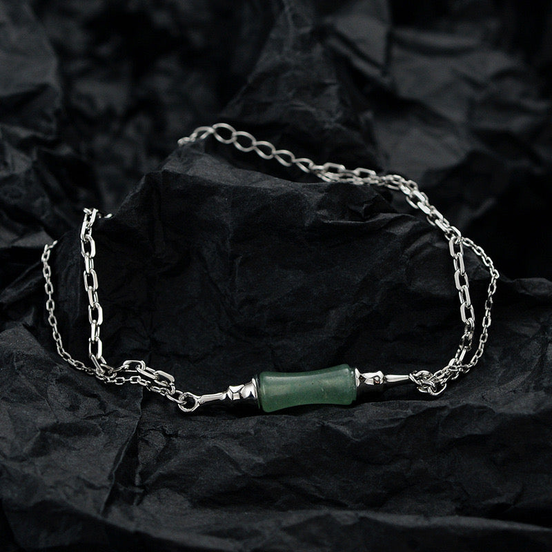 Bracelet Aventurine – Rond Bambou, Argent