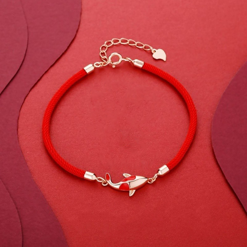 Red Thread Bracelet 'Happiness' with Koi Carp