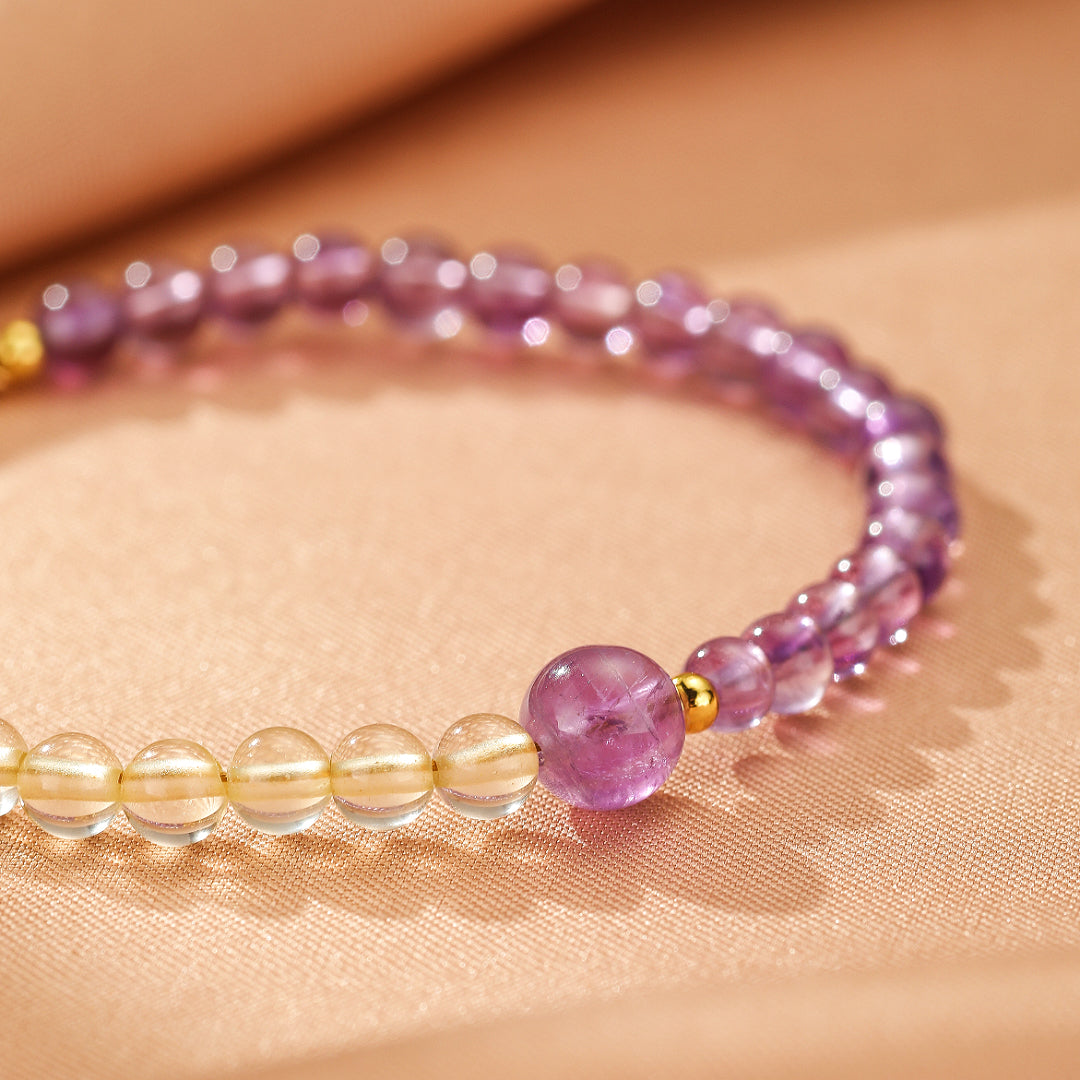 Bracelet Citrine et Améthyste – Équilibre Solaire et Mystique