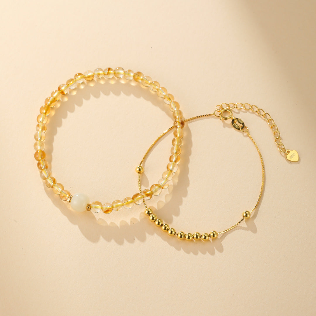 Bracelet Citrine et Jade – Aura de Prospérité