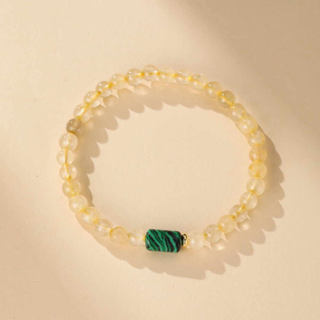Bracelet Citrine et Malachite – Équilibre Abondant