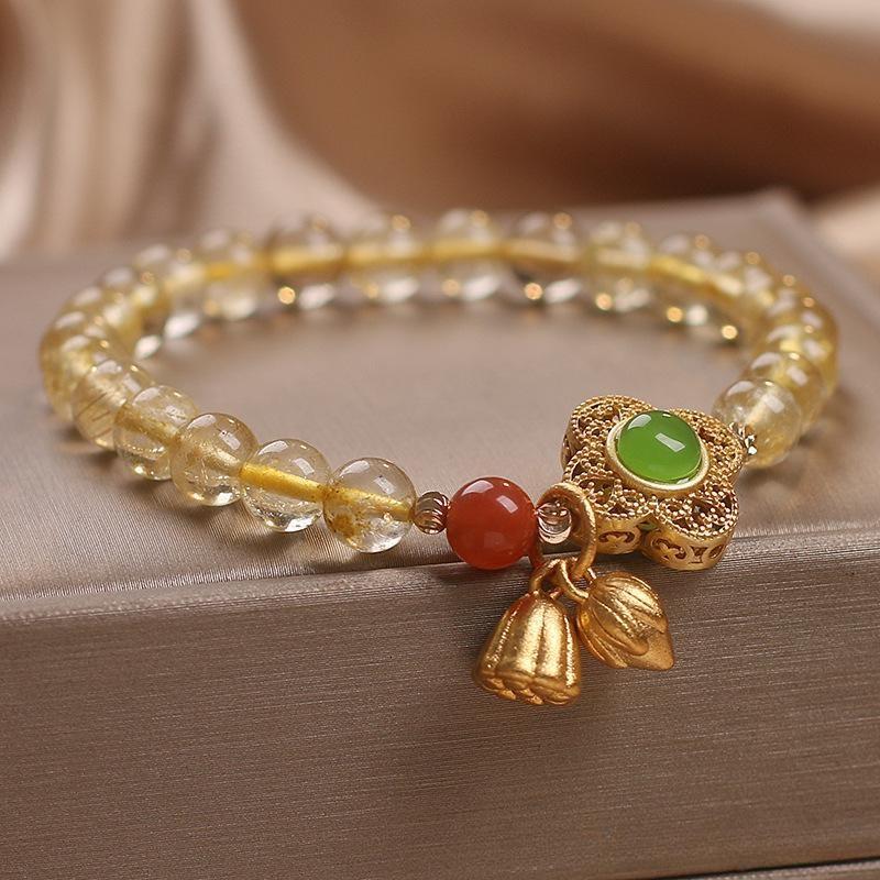 Bracelet Citrine Lotus – Prospérité et Optimisme