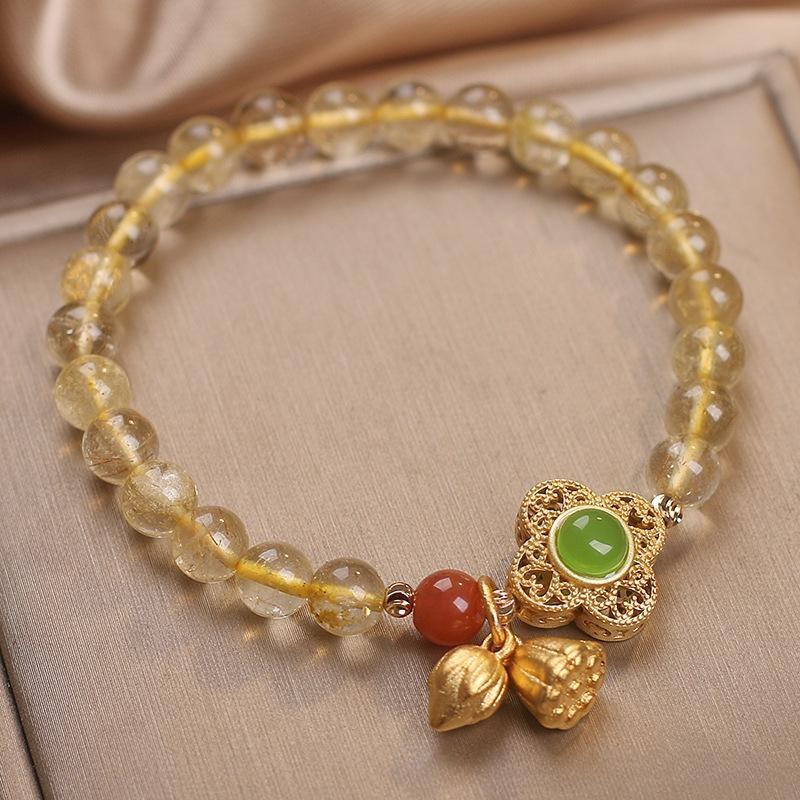 Bracelet Citrine Lotus – Prospérité et Optimisme