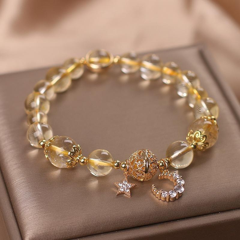 Bracelet Citrine Lune et Étoile – Rêveur