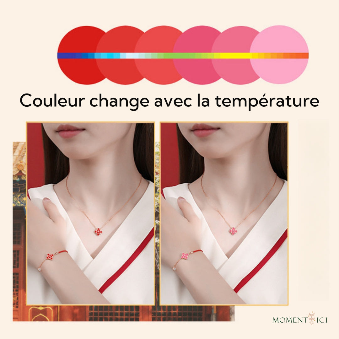 Bracelet Cordon Rouge – Fleur de Chance, Argent 925