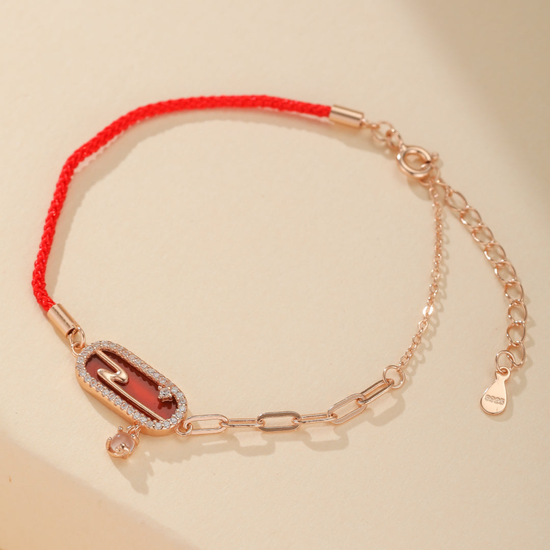 Red Cord Bracelet – Lunar Cloud, Gold Plated Silver
