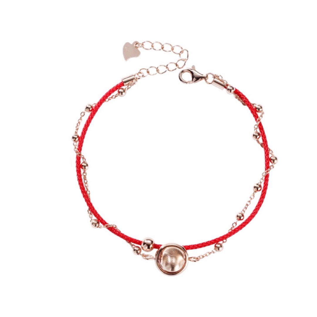 Bracelet Cordon Rouge – Roue de la Chance, Argent Plaqué Or