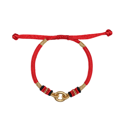 Bracelet Couple / Ami « Silva de Tibet » en Fil Rouge et Argent Pur