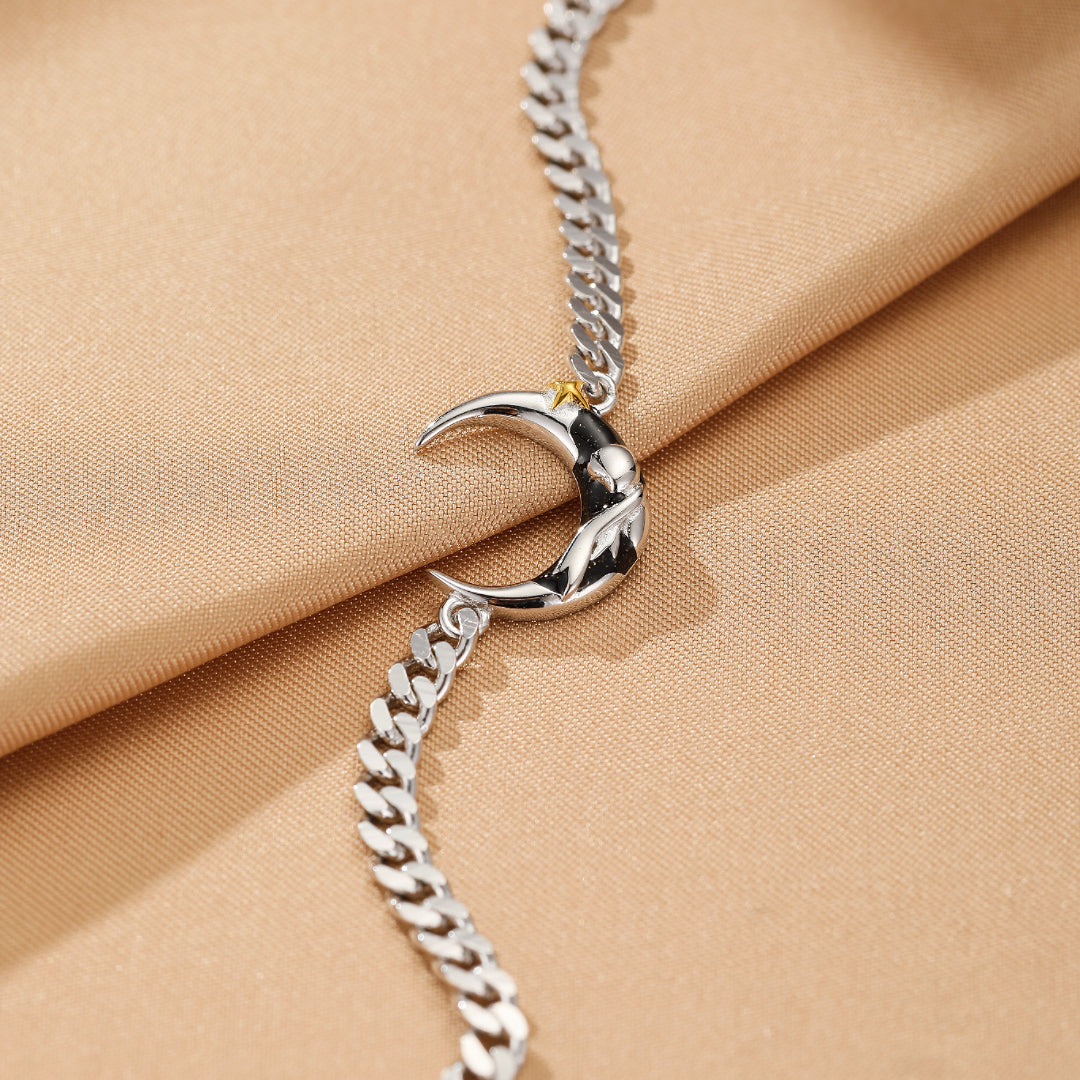 Bracelet Couple – Clair de Lune et Rose, Argent