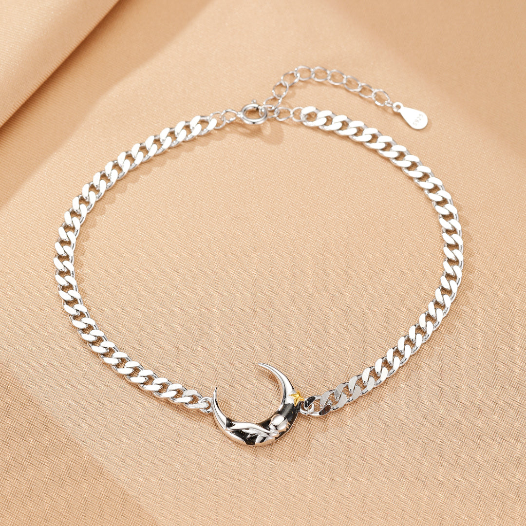 Bracelet Couple – Clair de Lune et Rose, Argent