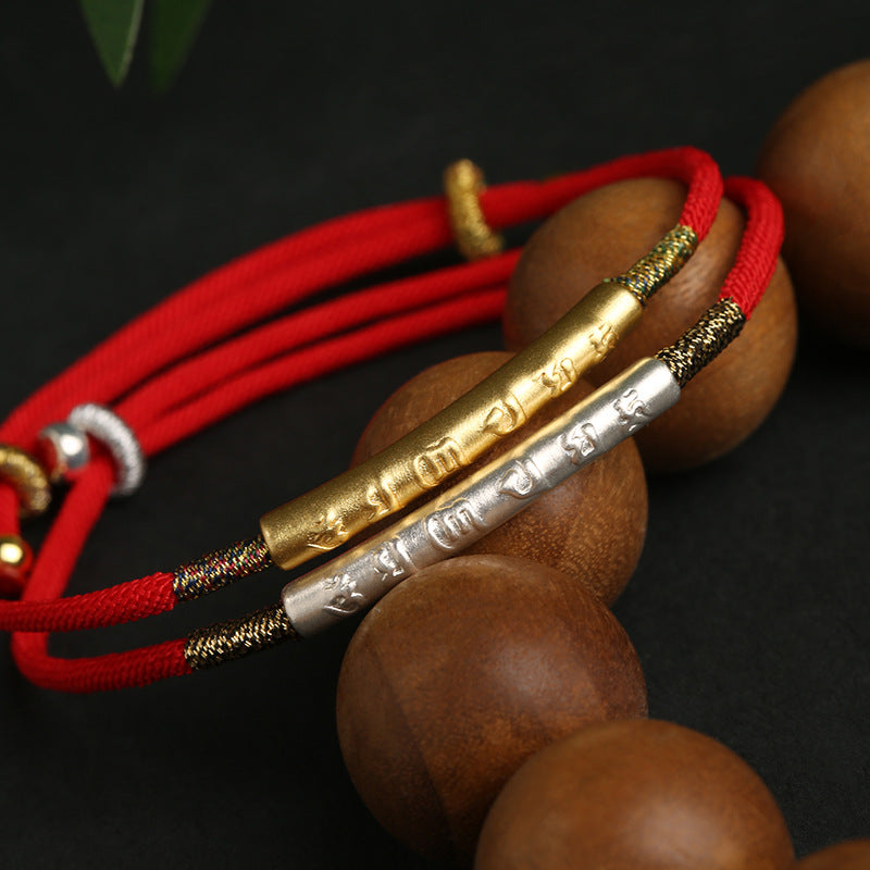 Couple Bracelet Red Thread Six Mantras – My Happiness, 999 Silver