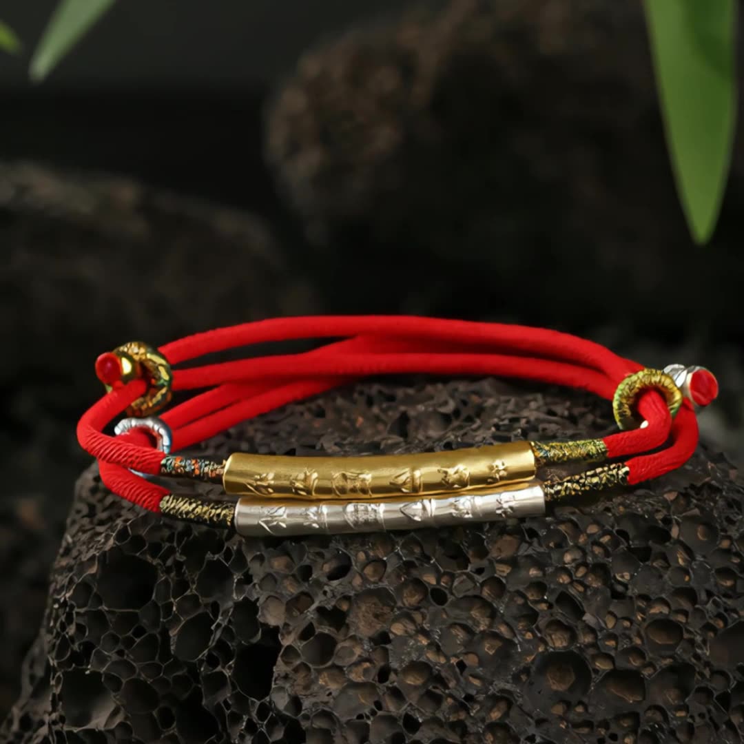 Couple Bracelet Red Thread Six Mantras – My Happiness, 999 Silver