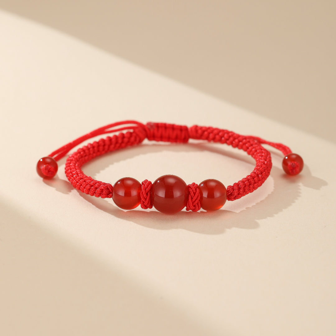 Bracelet tibétain en vieille Agate rouge naturelle Dzi, 14 Bracelet tibétain en vieille Agate rouge naturelle Dzi, 14