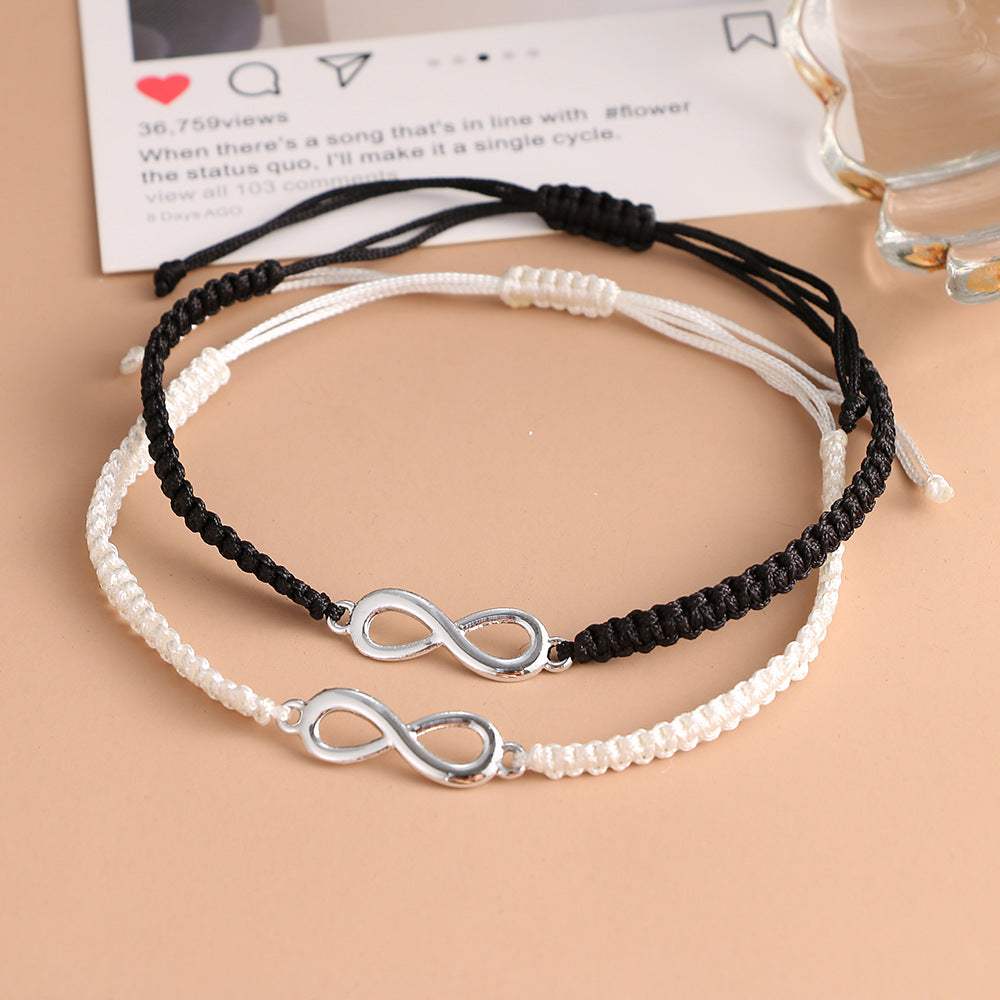 Bracelet Couple 'Infini' en Noir et Blanc