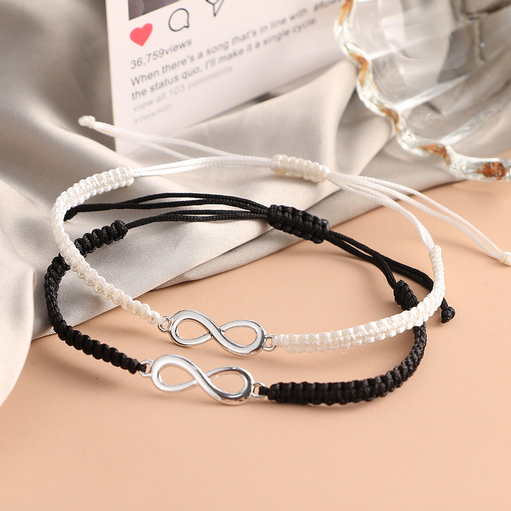 Bracelet Couple 'Infini' en Noir et Blanc