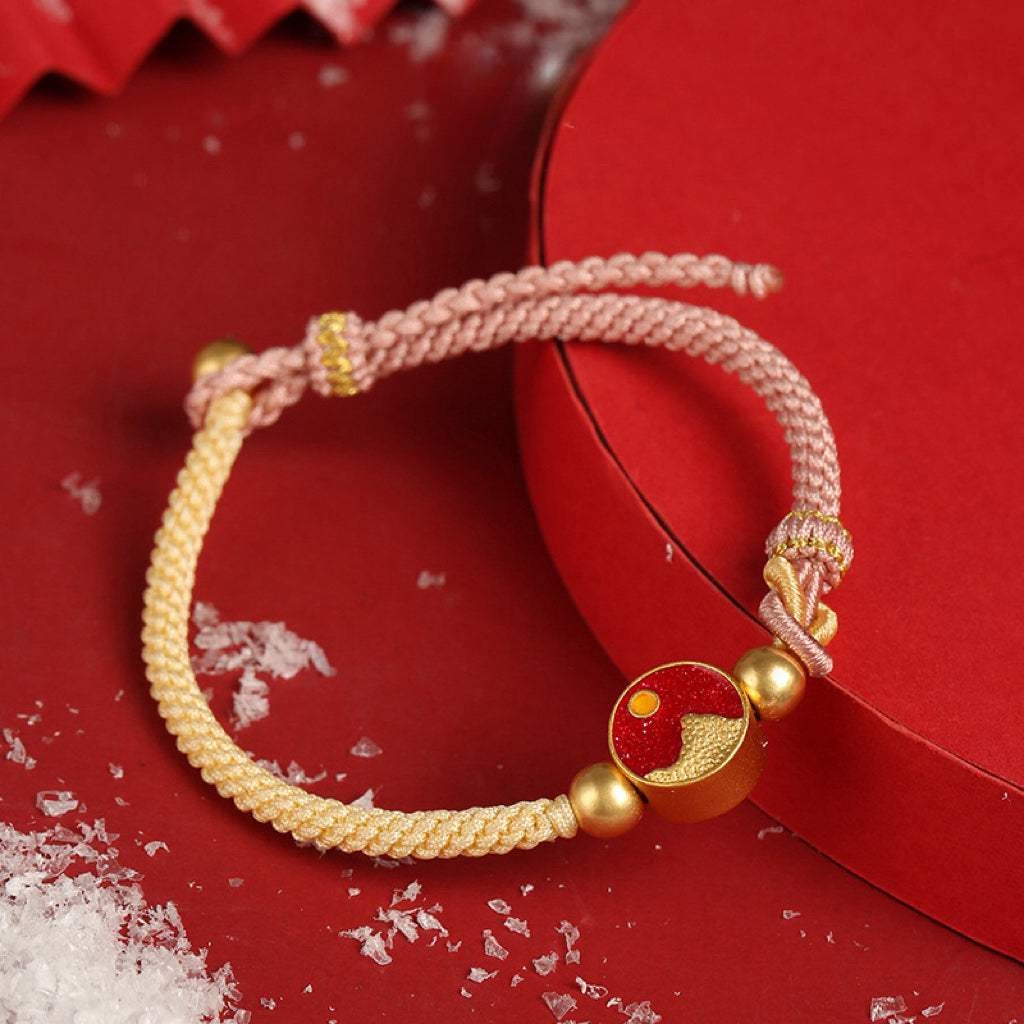 Bracelet Couple Lune et Soleil – Affinité Astrale, Fil Tibétain