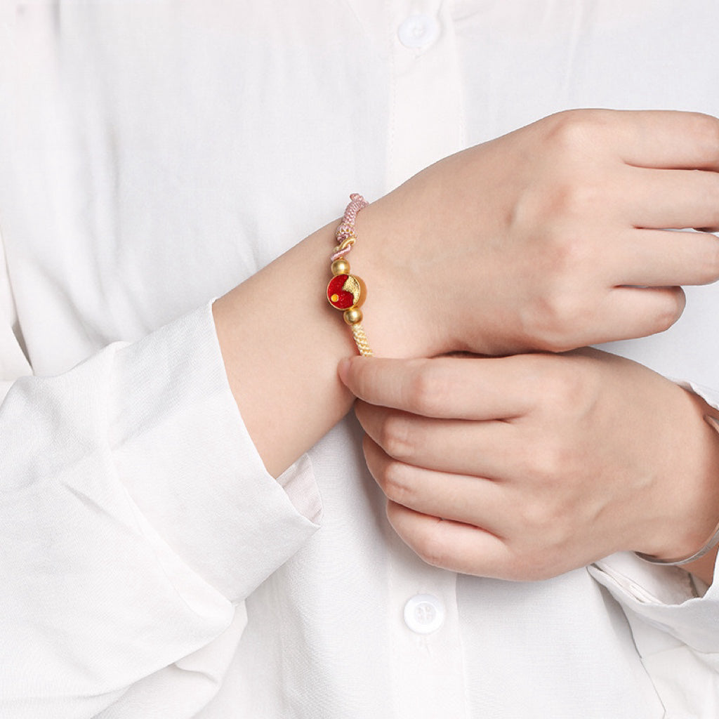 Bracelet Couple Lune et Soleil – Affinité Astrale, Fil Tibétain