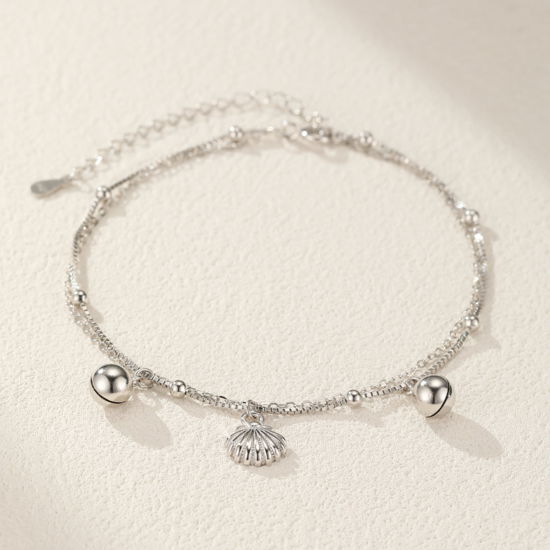 Bracelet de Cheville Coquillage – Évasion Marine, Argent 925