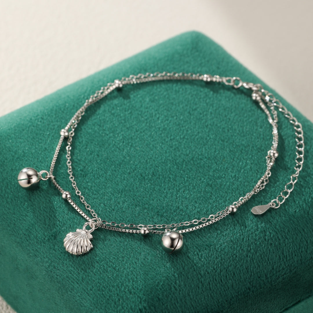Bracelet de Cheville Coquillage – Évasion Marine, Argent 925