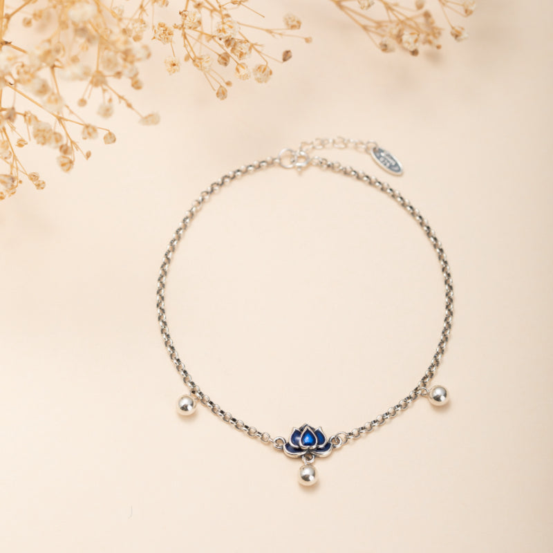 Bracelet de Cheville Lotus – Clochette, Argent