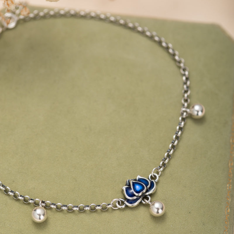 Bracelet de Cheville Lotus – Clochette, Argent