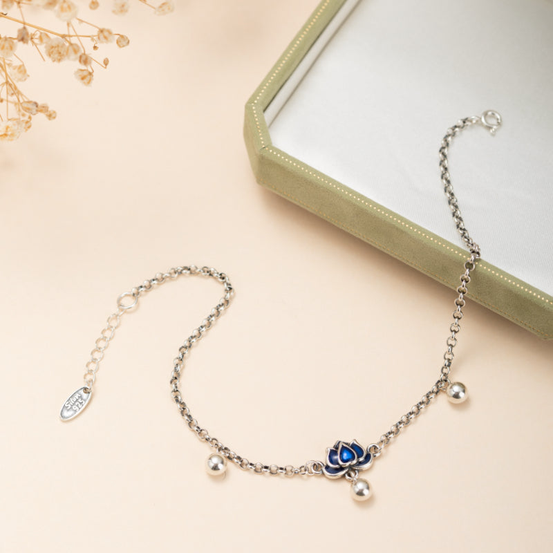 Bracelet de Cheville Lotus – Clochette, Argent
