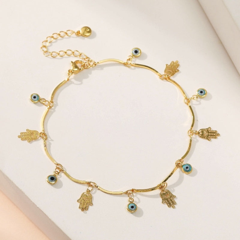 Evil Eye Anklet – Guardian Angel, Gold Plated