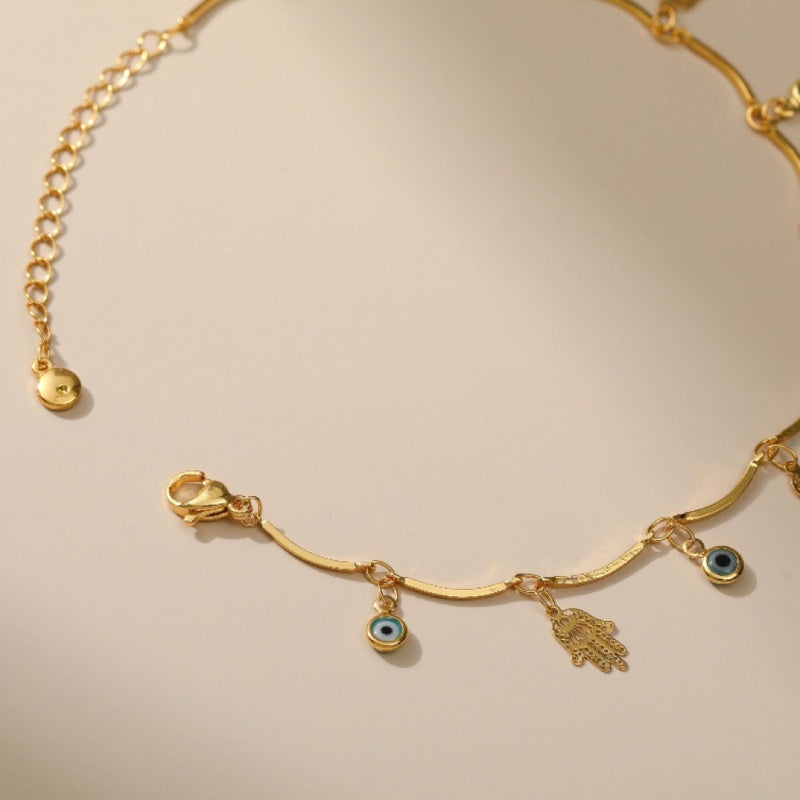 Evil Eye Anklet – Guardian Angel, Gold Plated
