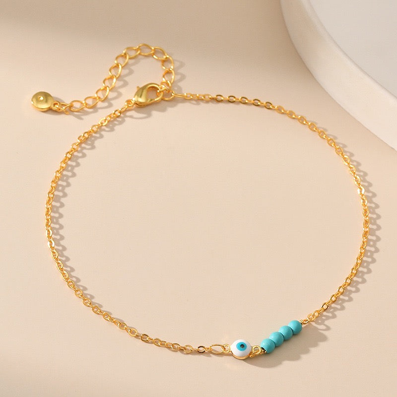 Evil Eye Ankle Bracelet – Serene Keeper, Gold Plated