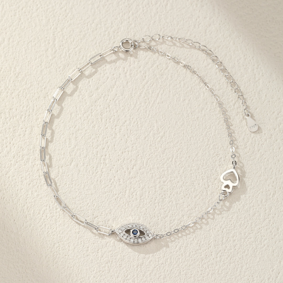 Anklet Evil Eye – Radiant Protection, 925 Sterling Silver