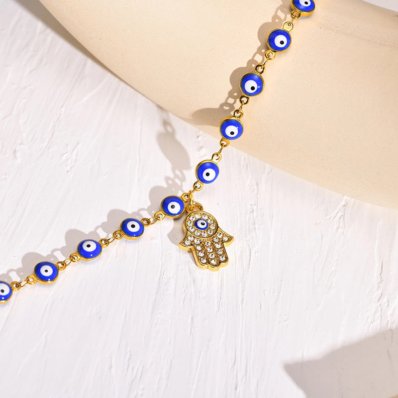 Bracelet de Cheville Mauvais Œil et Khamsa – Protégée