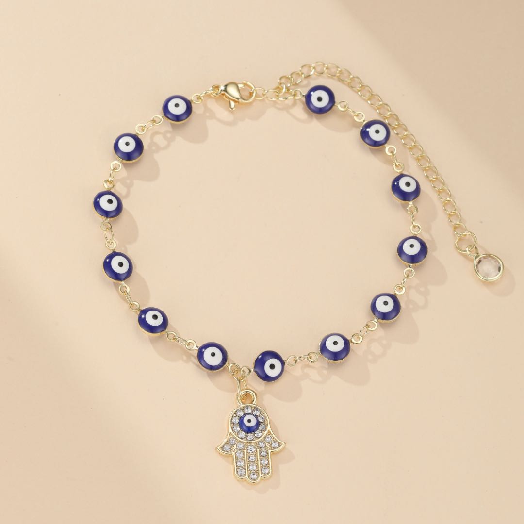 Bracelet de Cheville Mauvais Œil et Khamsa – Protégée