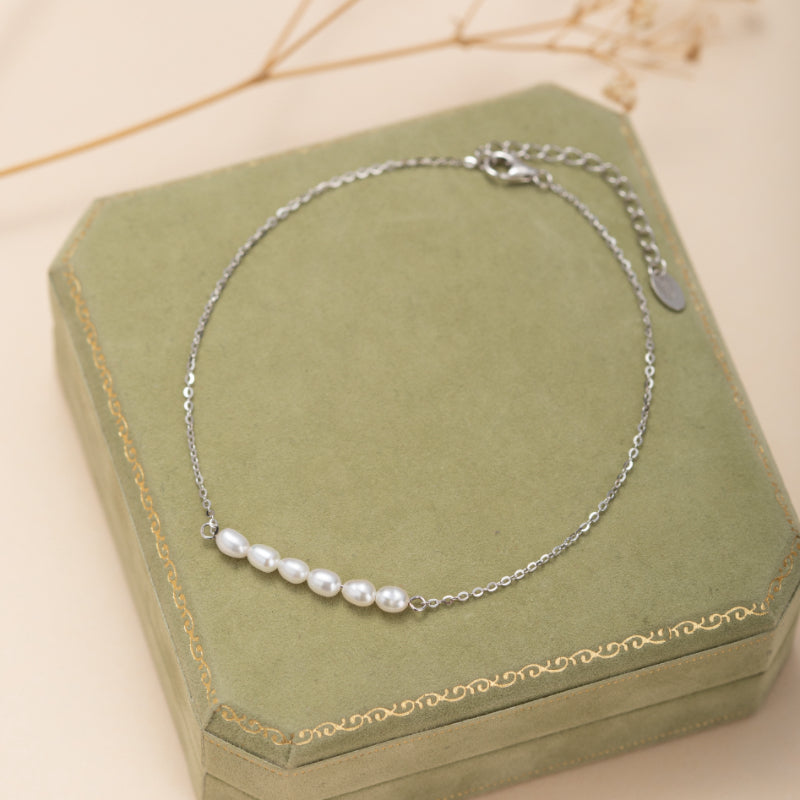 Bracelet de Cheville Perle – Charme Délicat, Argent