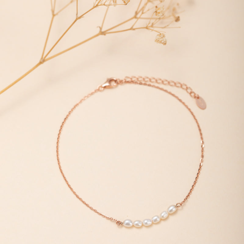 Bracelet de Cheville Perle – Charme Délicat, Argent
