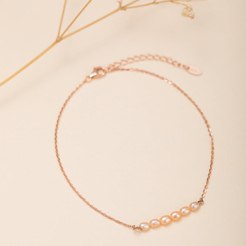 Bracelet de Cheville Perle – Charme Délicat, Argent