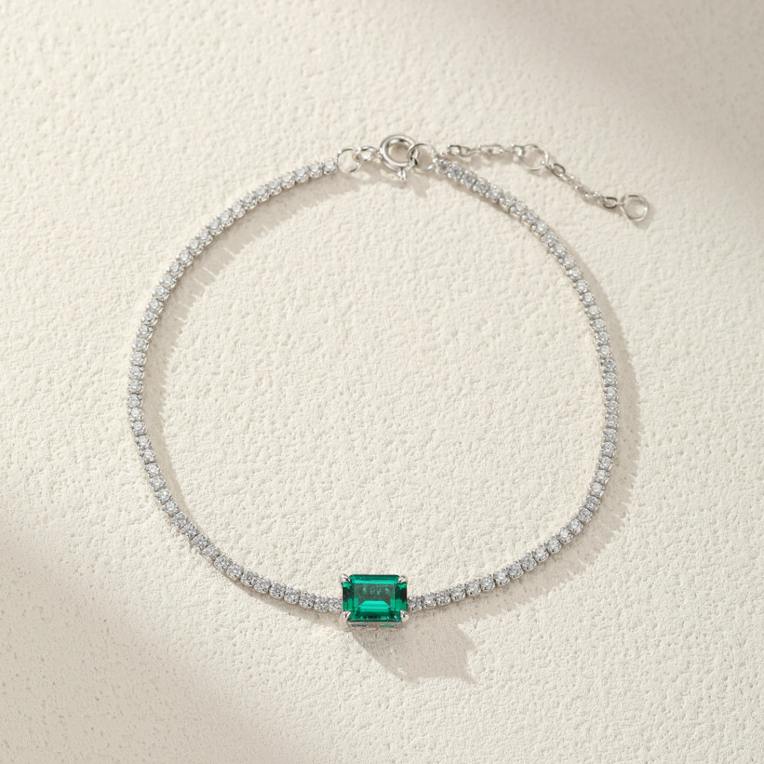 Bracelet Émeraude – Harmonie Précieuse, Argent 925