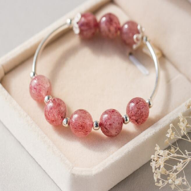 Bracelet Enfant Quartz Fraise – Douce Harmonie, Argent 925