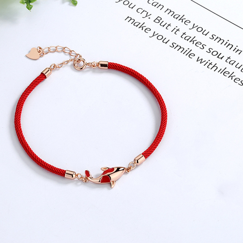 Bracelet Fil Rouge 'Bonheur' avec Carpe Koï