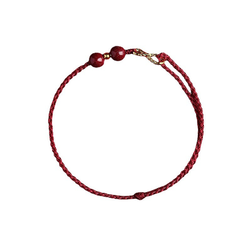 Bracelet Fil Rouge – Bonheur Infini, Plaqué Or