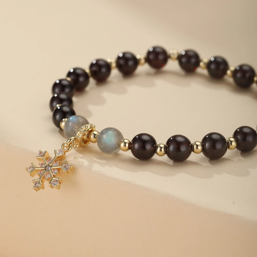 Bracelet Grenat et Labradorite – Charme Hivernal