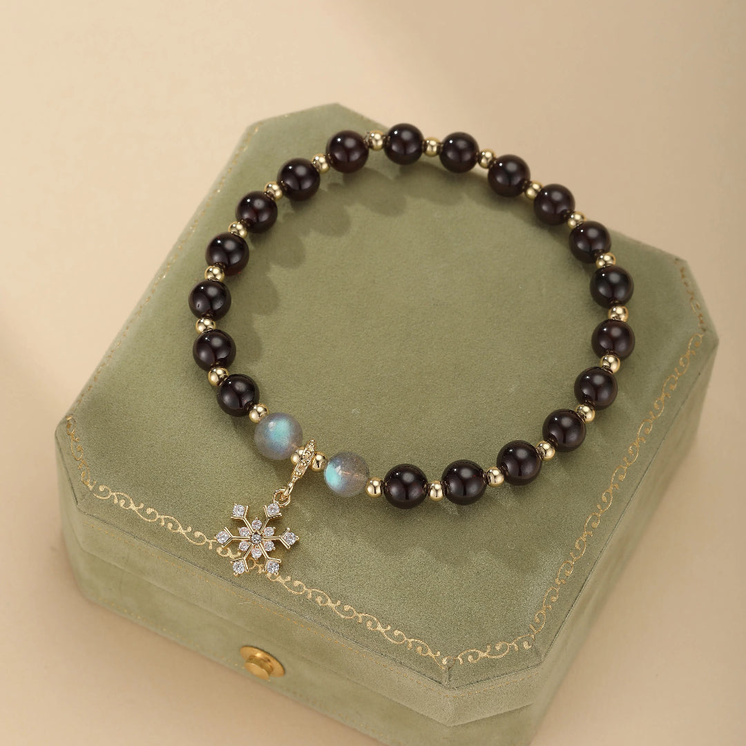 Bracelet Grenat et Labradorite – Charme Hivernal