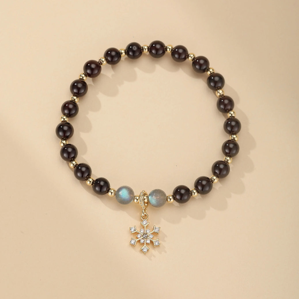 Bracelet Grenat et Labradorite – Charme Hivernal