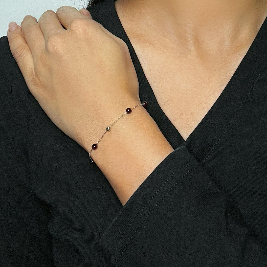 Bracelet Grenat – Perles Célestes, Argent
